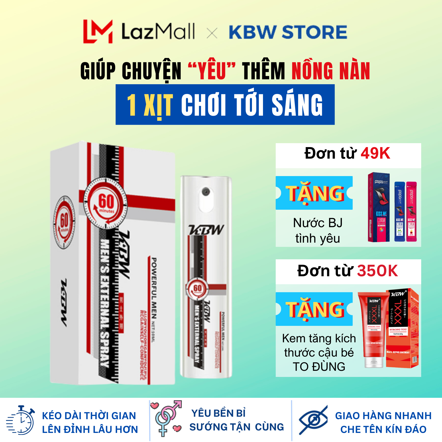 Xịt trì hoãn xuất tinh sớm kbw giúp cuộc yêu kéo dài, thăng hoa