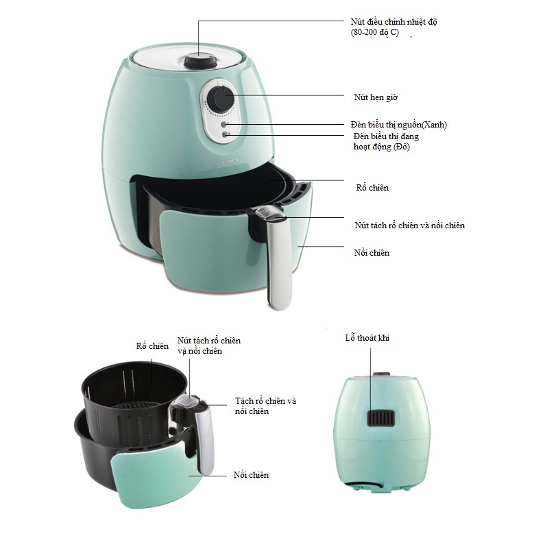 [HCM]Nồi chiên không dầu Daewoo DEF-DM555/DM550