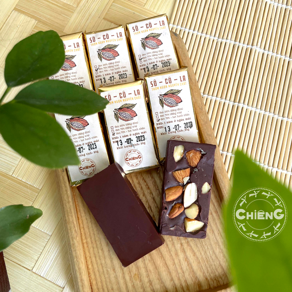 Socola đen đường ăn kiêng nguyên chất 100% handmade - thanh 20g