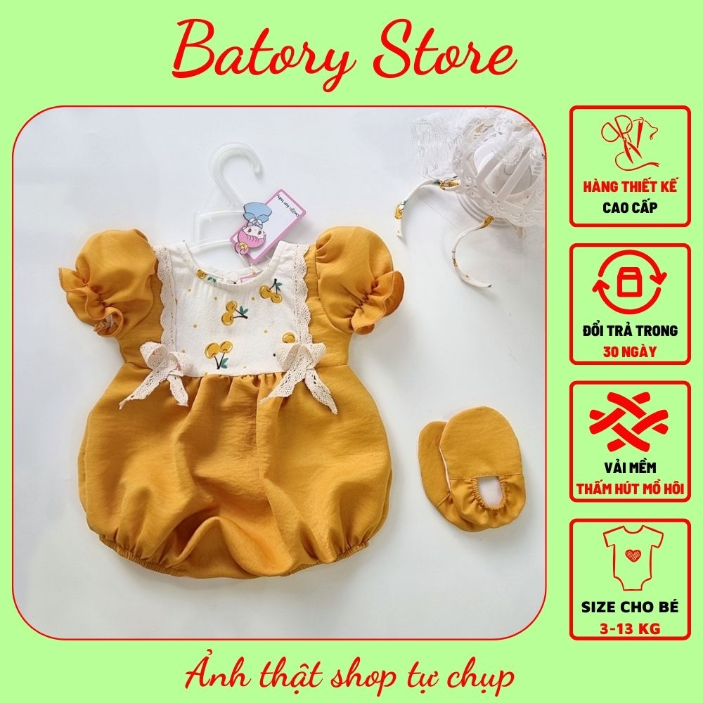 Body Cho Bé Gái Trẻ Sơ Sinh Đến 1 Tuổi từ 4-12 kg yếm vàng quả chanh TẶNG KÈM TURBAN Bodysuit Áo Liền Quần Thích hợp đi chơi đự tiệc Đồ đầy tháng, thôi nôi, sinh nhật BATORY STORE Thời trang thiết kế