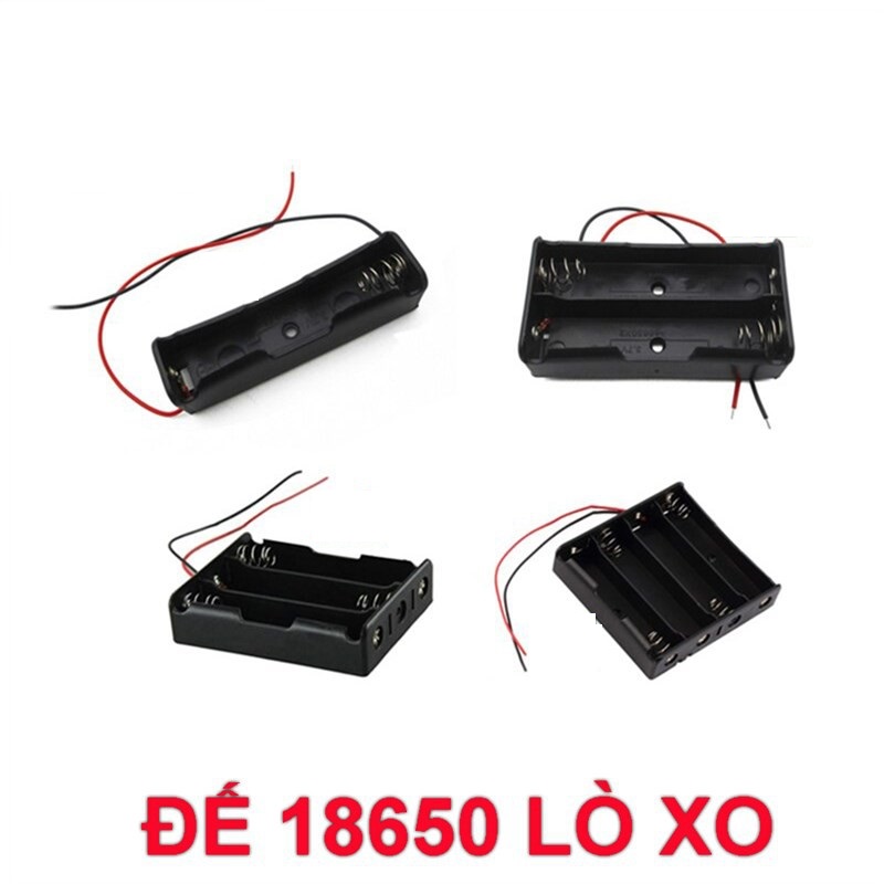 Đế gắn pin 18650 có lò xo, dây hàn sẵn