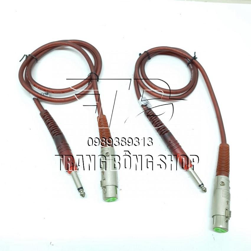 Cặp dây jack canon Cái ra 6 ly dây usa jack trắng dài 1m