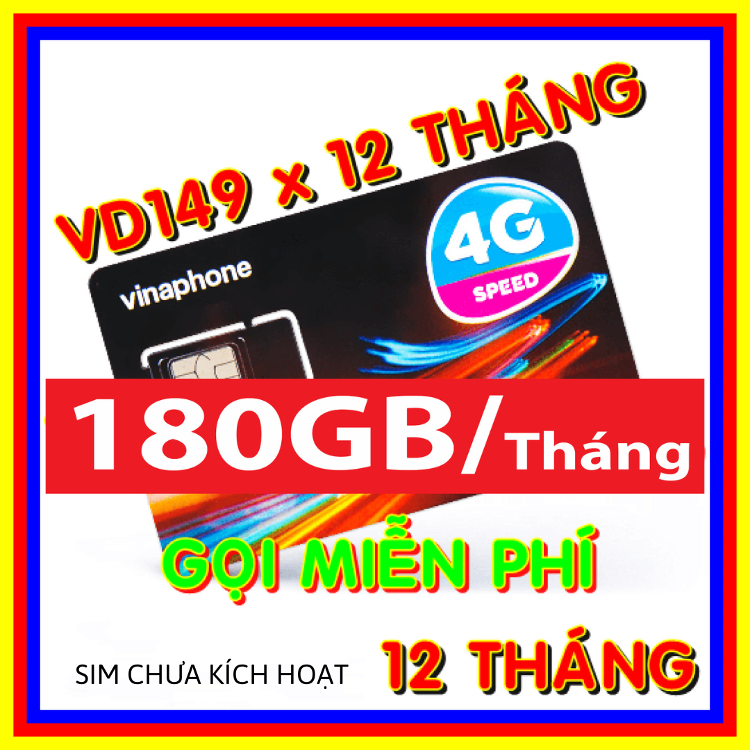 CHƯA KÍCH HOẠT. Sim 4G Vina trọn gói 1 năm 12VD149 12VD89/12GV89 12FHappy Sim 4G Vinaphone Combo gọi và 4g thông tin gói chi tiết trong mô tả