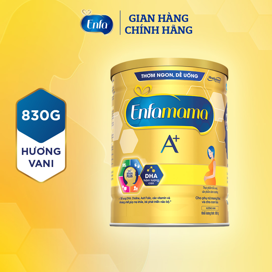 Sữa bầu Enfamama 360° Brain Plus cho mẹ mang thai và cho con bú - Vị Vanilla - 830g