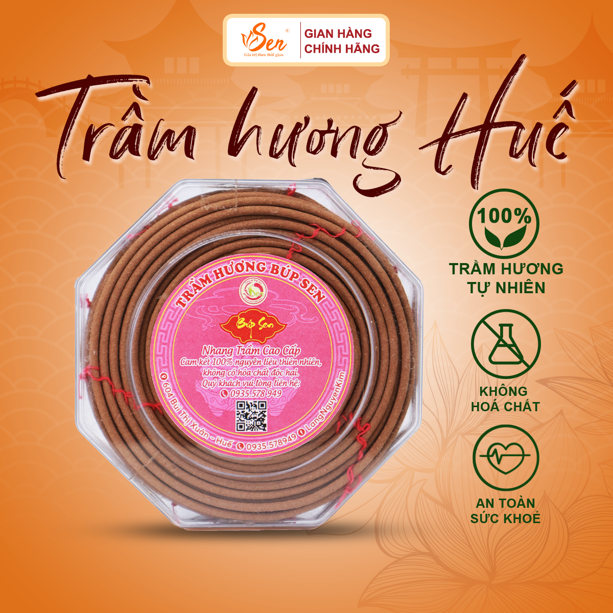 Hương Trầm Khoanh Sạch Búp Sen Huế
