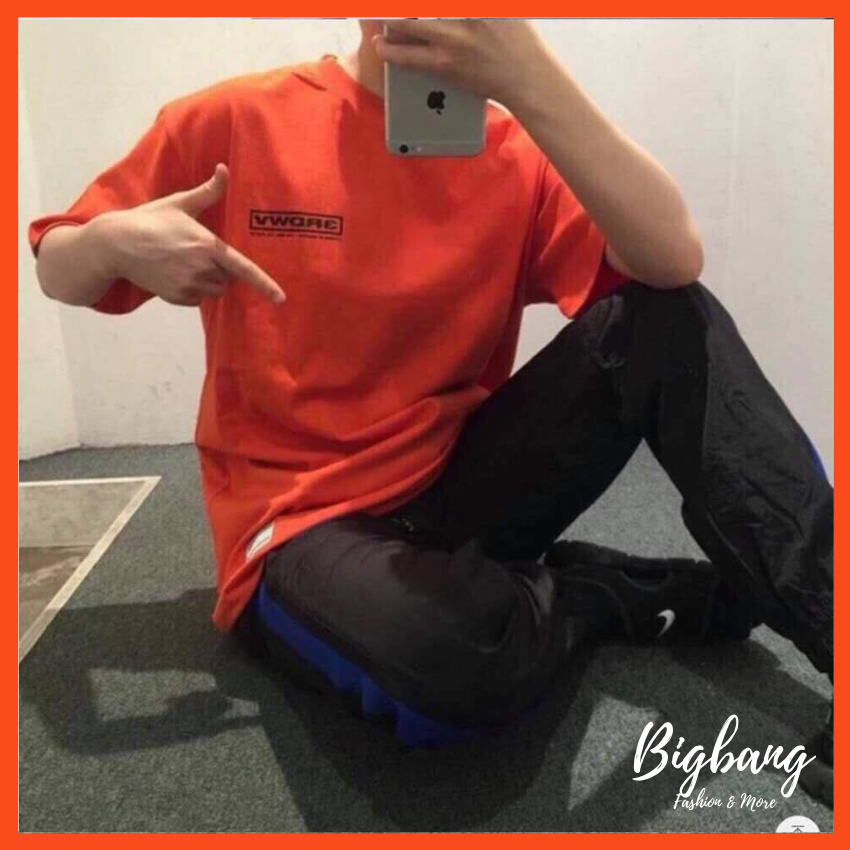 Sale hot! Áo thun tay lỡ dáng rộng (40-70kg) in chữ màu cam cực đẹp, áo phông tay lỡ form rộng hot hit giá cực kỳ hấp dẫn - Bigbang Shop