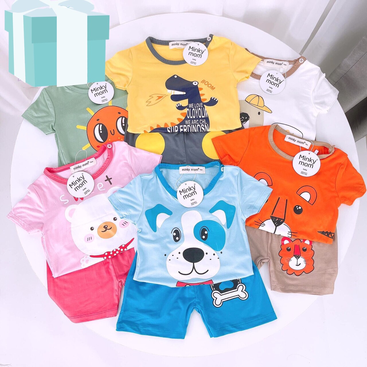 Bộ cộc tay họa tiết trẻ em chất thun lạnh Minky Mom