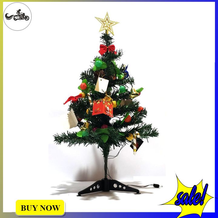 Cây thông noel cao 60cm tặng kèm đầy đủ phụ kiện và dây led