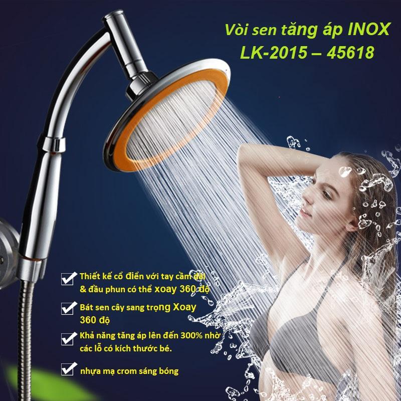 Vòi Sen Nhà Tắm, Vòi Sen Đa Năng, Vòi Nước Nóng Lạnh Cao Cấp, Vòi Sen Tăng Áp Inox Lk-2015 - 45618,Có Khả Năng Tăng Áp Lực Và Tiết Kiệm Nước Hơn 30% So Với Các Loại Sen Tắm Thông Thường,Sale 50% ,Bảo Hành Uy Tín 1 Đổi 1