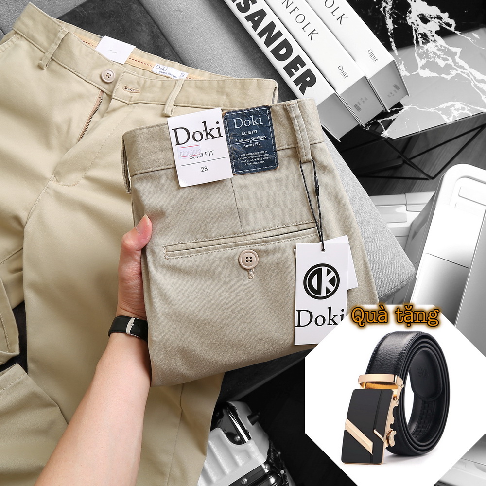 Quần Kaki Nam Doki 4 Màu đẹp Cao Cấp, Quần Kaki Dáng Ôm Đứng Chất Vải Co Giãn Dày Dặn, Không Nhăn Bai Nhão Xù - DKC