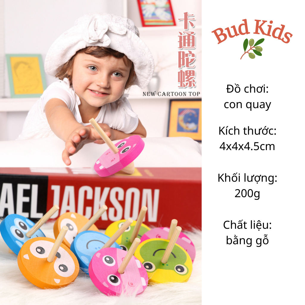 Đồ chơi con quay cho bé, đồ chơi mầm non, trò chơi giải trí vui chơi và sáng tạo Bud Kids 4cmx 4cmx4,5cm NH3
