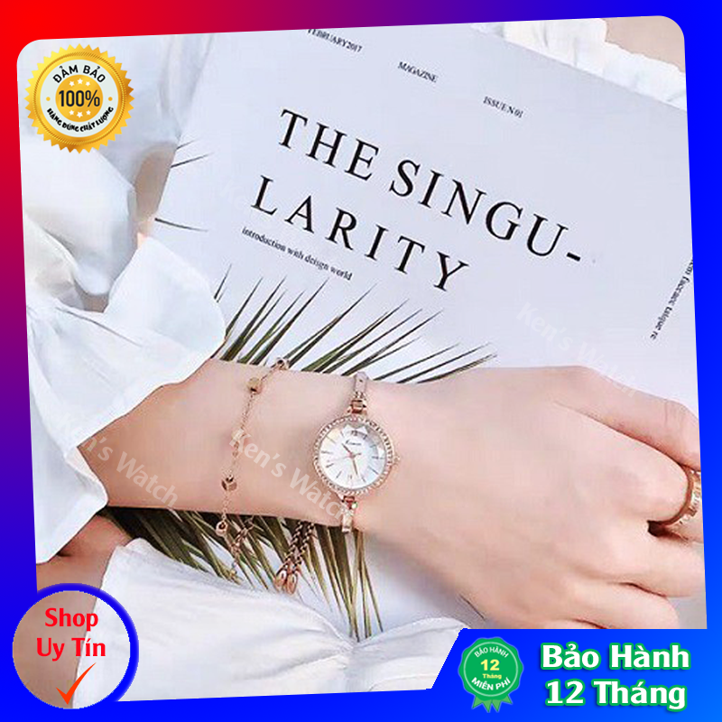 Đồng Hồ nữ thời trang KIMIO 6416 dây rút, mặt tròn, chống nước Chính Hãng(cao cấp) size 32mm