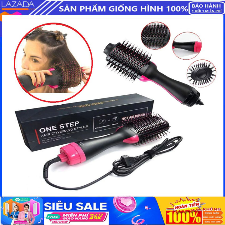 Lược Điện Chải Tóc, Máy sấy tóc, đa năng, lược điện sấy tạo phồng tóc đa năng - máy làm tóc đa năng 3 trong 1 One Step, lược điện chải lóc làm cong, máy tạo kiểu tóc làm phồng đa năng, Bảo hành 12 tháng