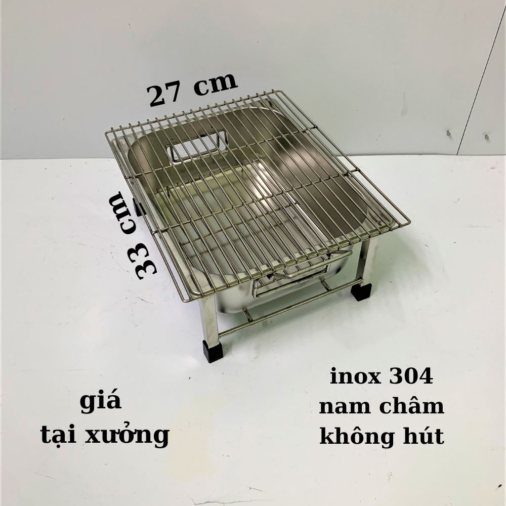 Bếp nướng thịt BBQ, bếp nướng thịt inox không gỉ, bếp nướng thịt than hoa, bếp nướng thịt 33 * 27 cm