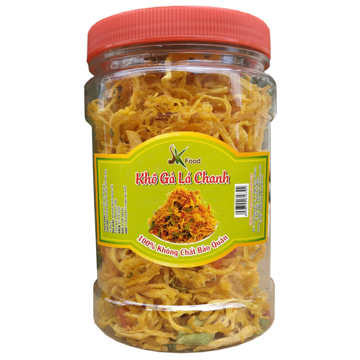 KHÔ GÀ LÁ CHANH SỢI NHỎ LOẠI ĐẶC BIỆT SKFOOD - HŨ 100G