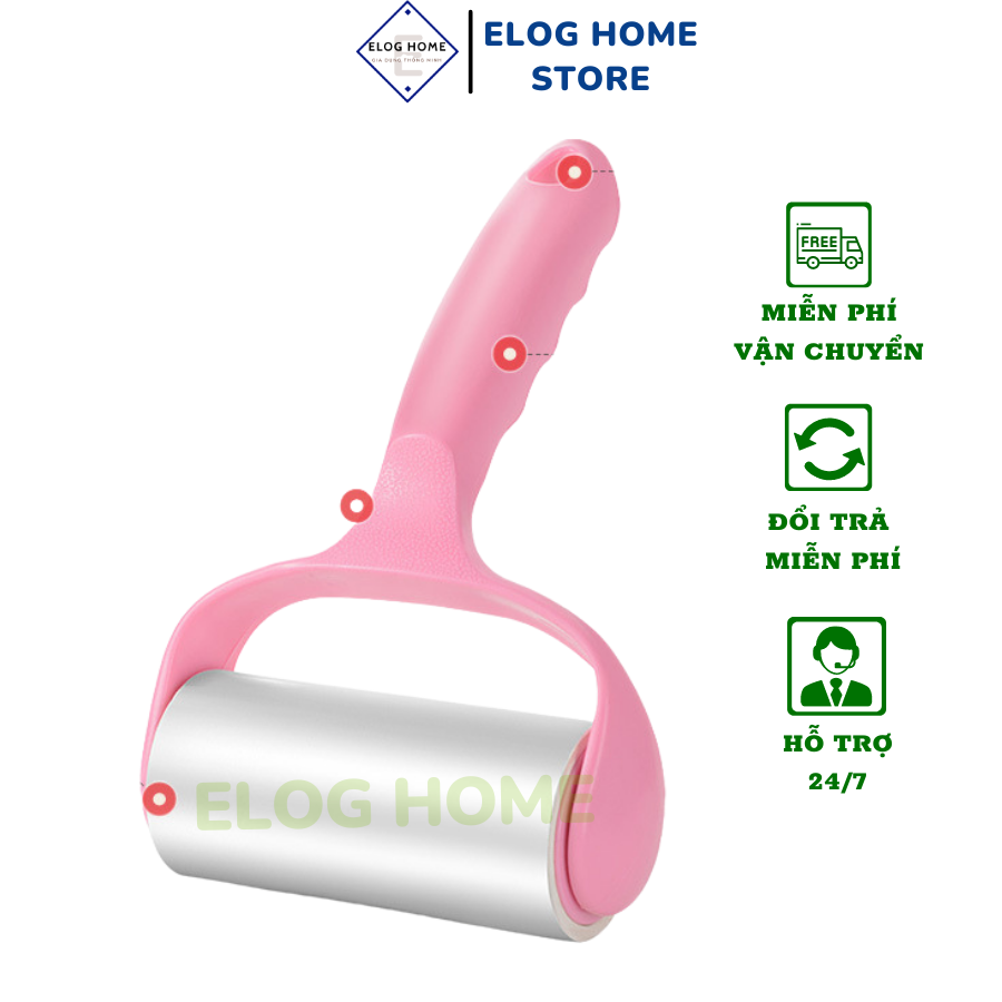 Cây lăn bụi quần áo ga giường tặng kèm 2 cuộn lau, cây lau ga giường, sofa lấy bụi lông chó mèo Elog Home