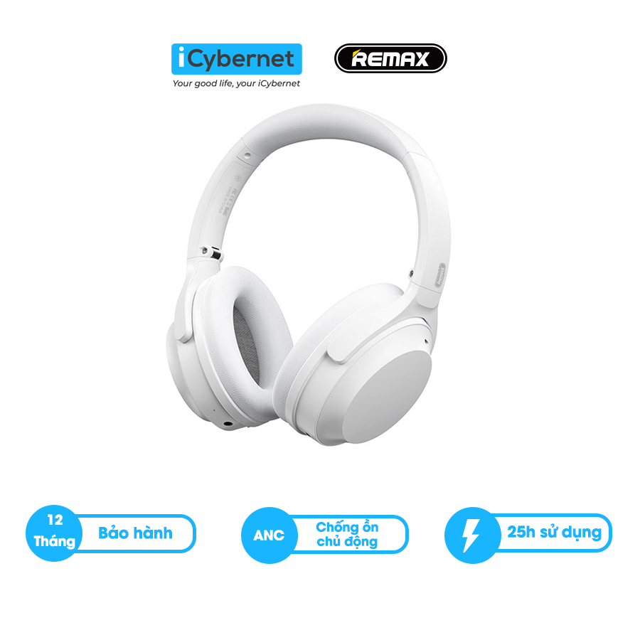 Tai nghe bluetooth chụp tai REMAX RB-800HB tai chống ồn chủ động ANC chơi nhạc tới 25h - Hàng chính hãng- iCybernet - FreeShip