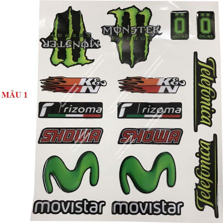 Tem decal nổi trang trí xe máy Ô tô ... giá 1 bộ