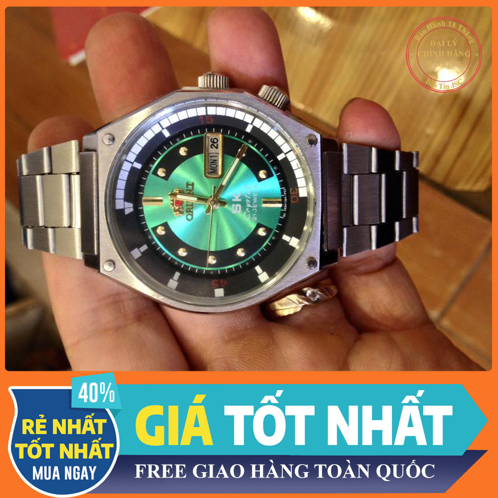 { SK ORIENT BẢN 3 NÚM CƠ NHẬT } { BẢO TÍN ĐỒNG HỒ SHOP SỊN LAZADA }  ĐỒNG HỒ Cơ Nam SK Orient Mặt Xanh CÁNH CAM Nhật Bản Chống Nước Chống xước Automatic  { GIAN BÁN BUÔN ORIENT SK SEIKO PATEK }