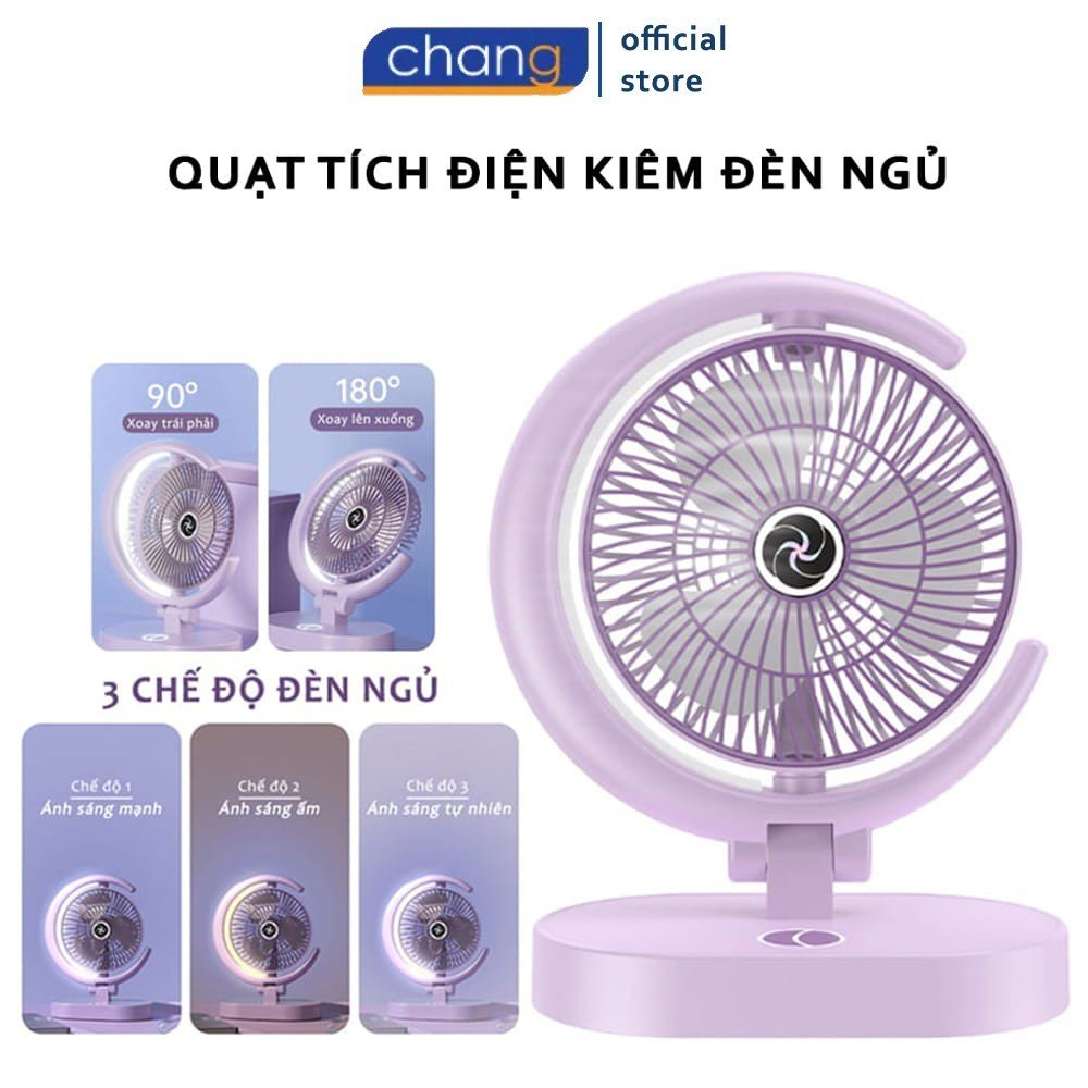 Quạt điện mini kiêm đèn ngủ, quạt tích điện đèn led siêu sáng, quạt điện có đèn led ánh trăng, quạt tích điện mini quạt để bàn
