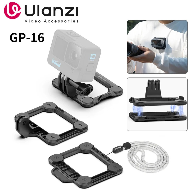 Ulanzi GP-16 Nhanh Chóng Phát Hành Adapter Từ Cơ Sở Mout GoPro Phụ Kiện Cho GoPro Hero 12/11/10/9/8/7/6/5/4 Max DJI Osmo Hành Động