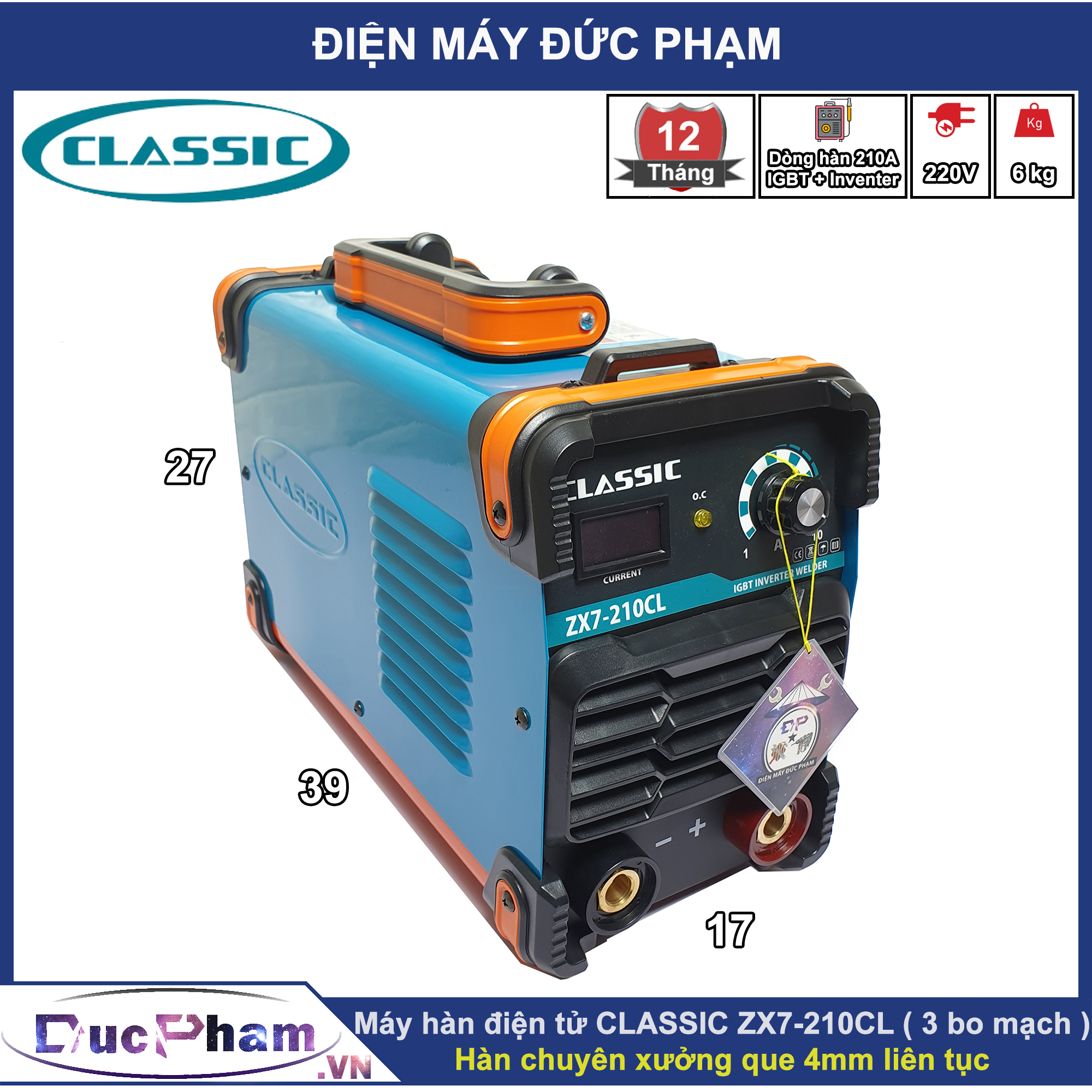 Máy hàn điện tử inventer Classic ZX7-210CL ( Chính hãng ) - Máy hàn que CLASSIC ZX7-210CL - máy hàn que 200A , máy hàn điện tử , máy hàn mini gia đình , máy hàn sắt , máy hàn inox