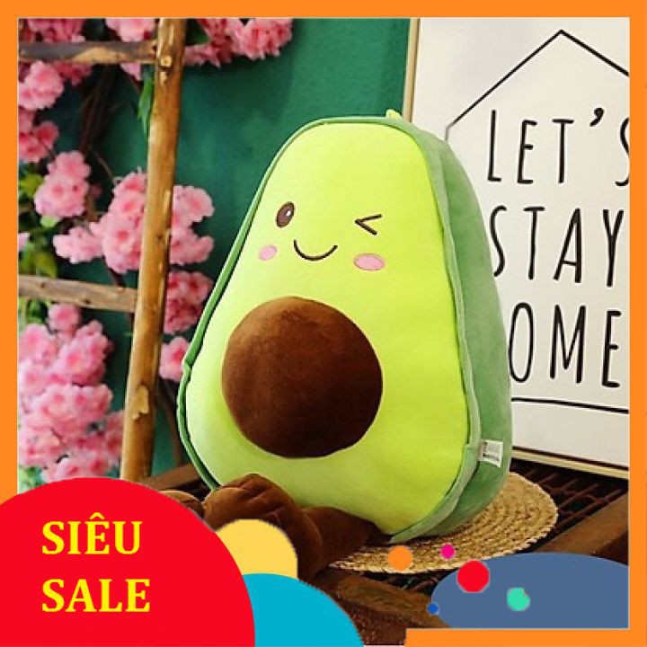 Gấu bông hình trái bơ để ôm hình tròn kích thước 30cm, chất liệu nhung mịn mềm mại , không rụng lông, an toàn cho người sử dụng