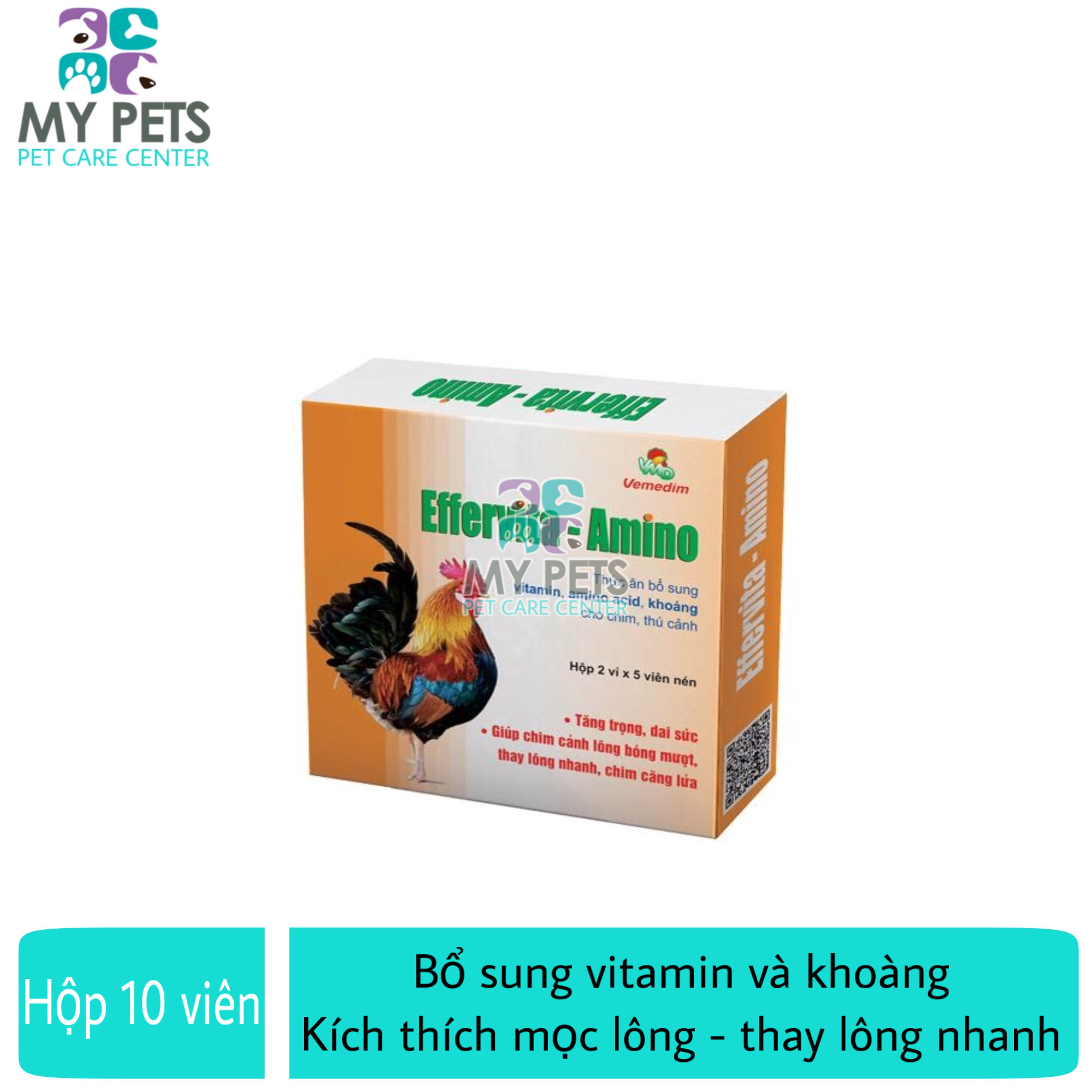 Thuốc giảm stress, dưỡng lông, thay lông nhanh cho chó mèo, chim cảnh - Thuốc Effervita Amino