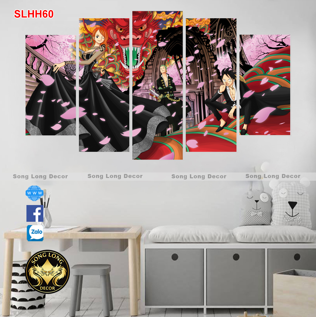 Tranh Dán Tường nhân vật hoạt hình ONE PIECE nami vs zoro vs luffy - SLHH50- Tranh trang trí nhà