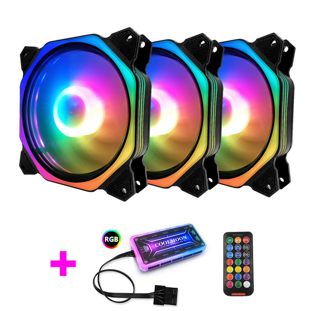 Bộ 3 quạt tản nhiệt, fan case coolmoon symphony ver 9 / v9 plus led rgb - kèm bộ hub + remote