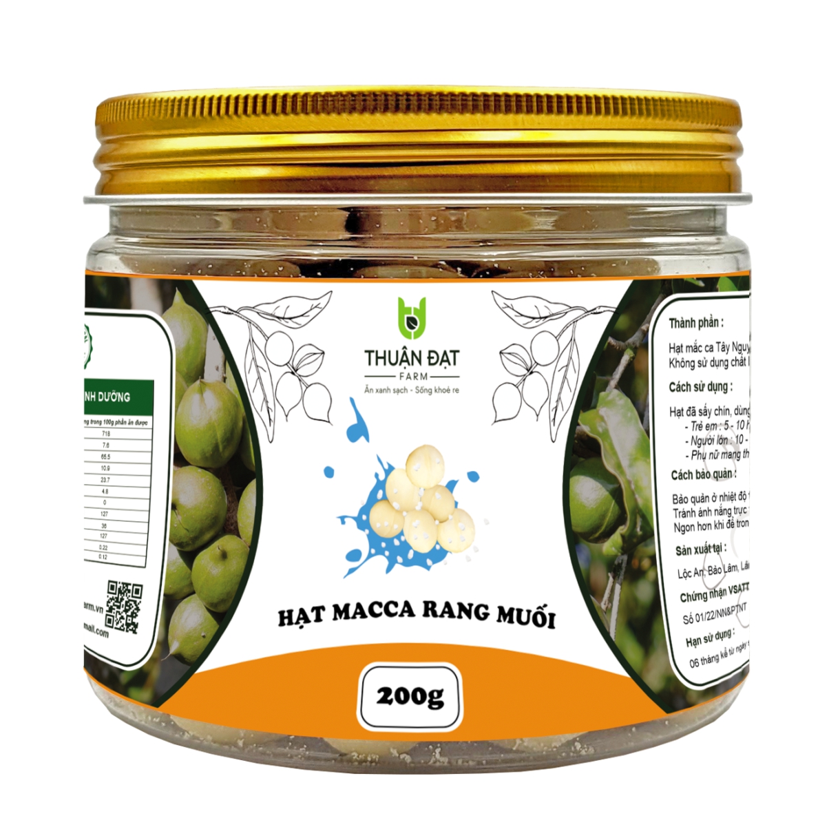 200g nhân hạt mắc ca tẩm muối, thơm ngon, đậm đà