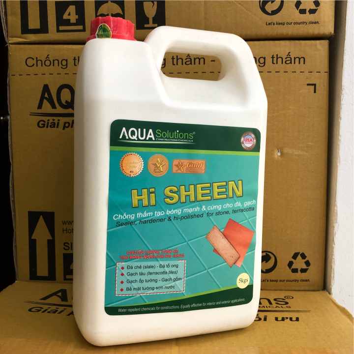 Chống thấm tạo bóng đá tự nhiên Hi SHEEN - bình 5kg | keo Chống thấm tạo bóng tường đá nhám, chất Chống thấm tạo bóng tường gạch đỏ