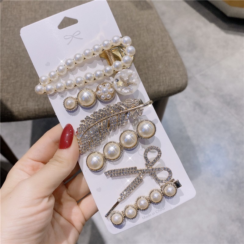 Set 6 Kẹp Tóc Ngọc Trai Siêu Sang Chảnh