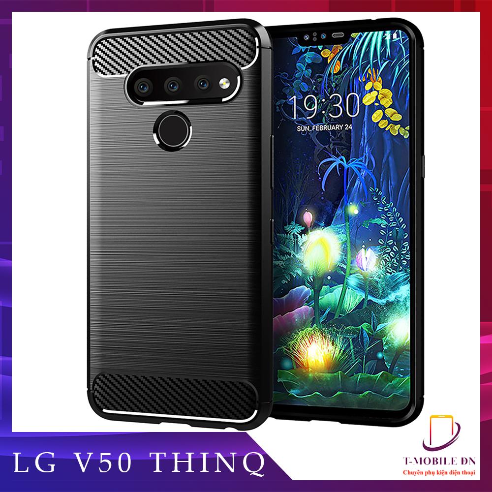 Ốp lưng LG V50 ThinQ silicone mềm Carbon phay xước chống sốc chống vân tay