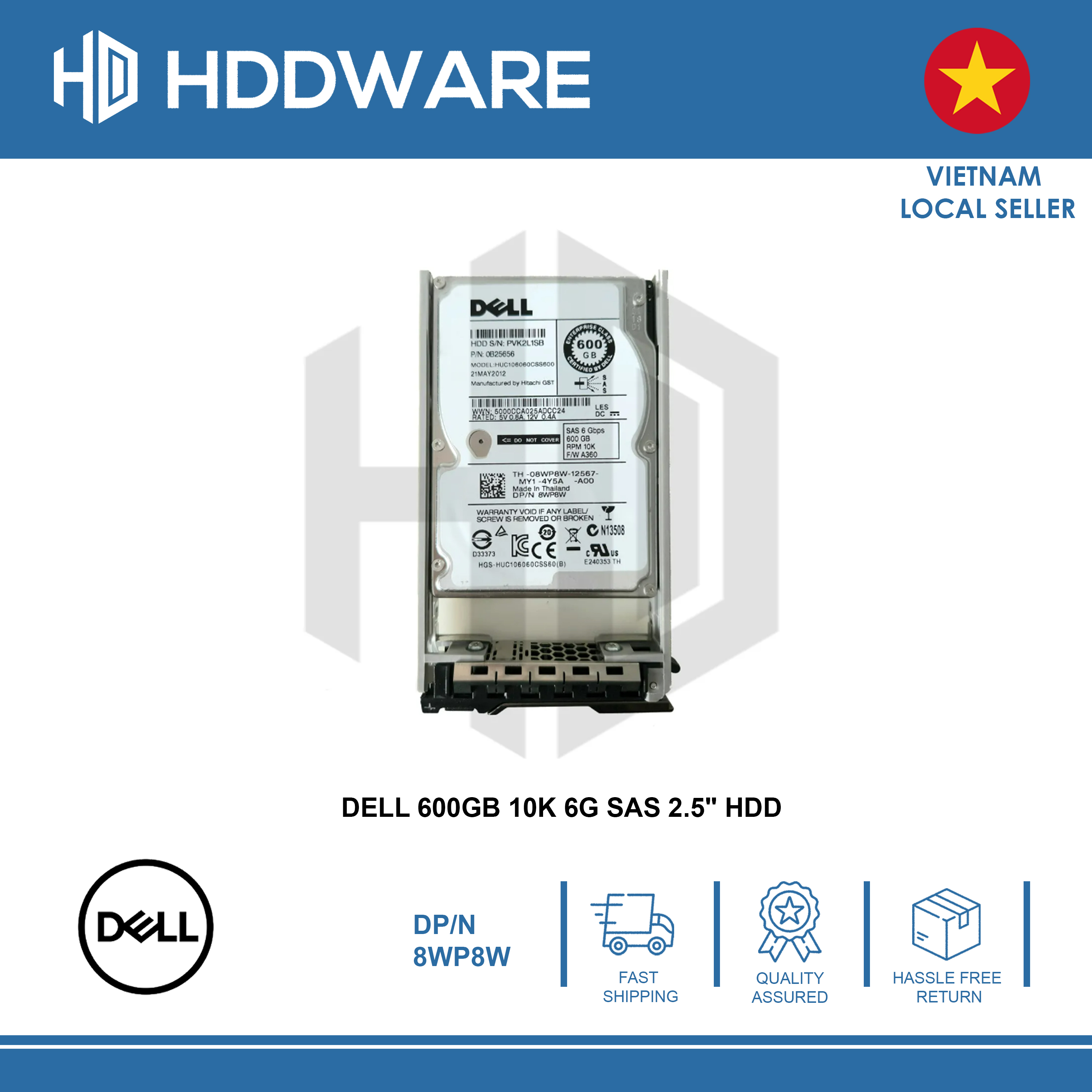 DELL 600GB 10K 6G SAS 2.5" HDD // 8WP8W // 08WP8W // HUC106060CSS600