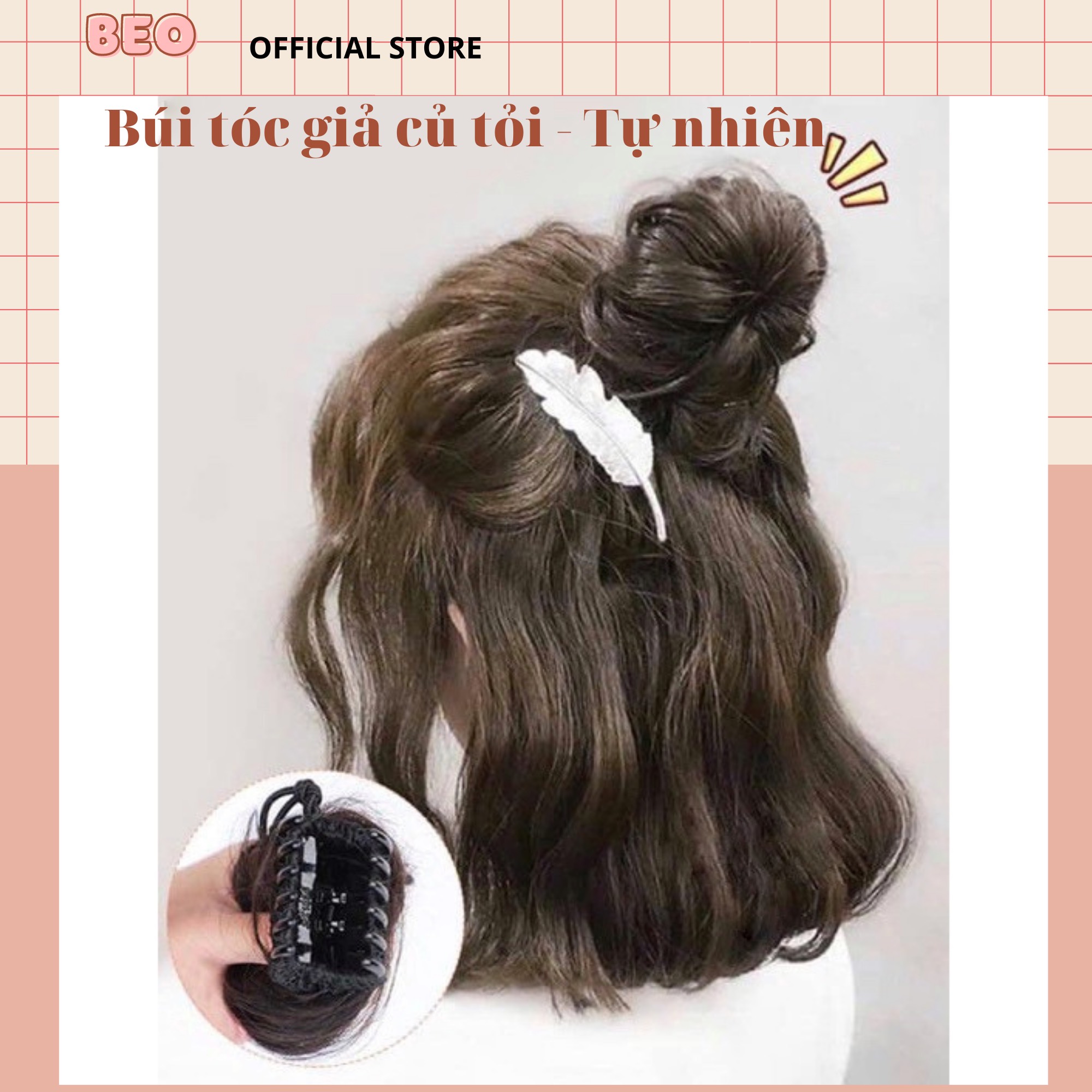 BÚI TÓC GIẢ KẸP NGOẠM XOĂN 1/3 ĐẦU TIỂU THƯ VÔ CÙNG TỰ NHIÊN