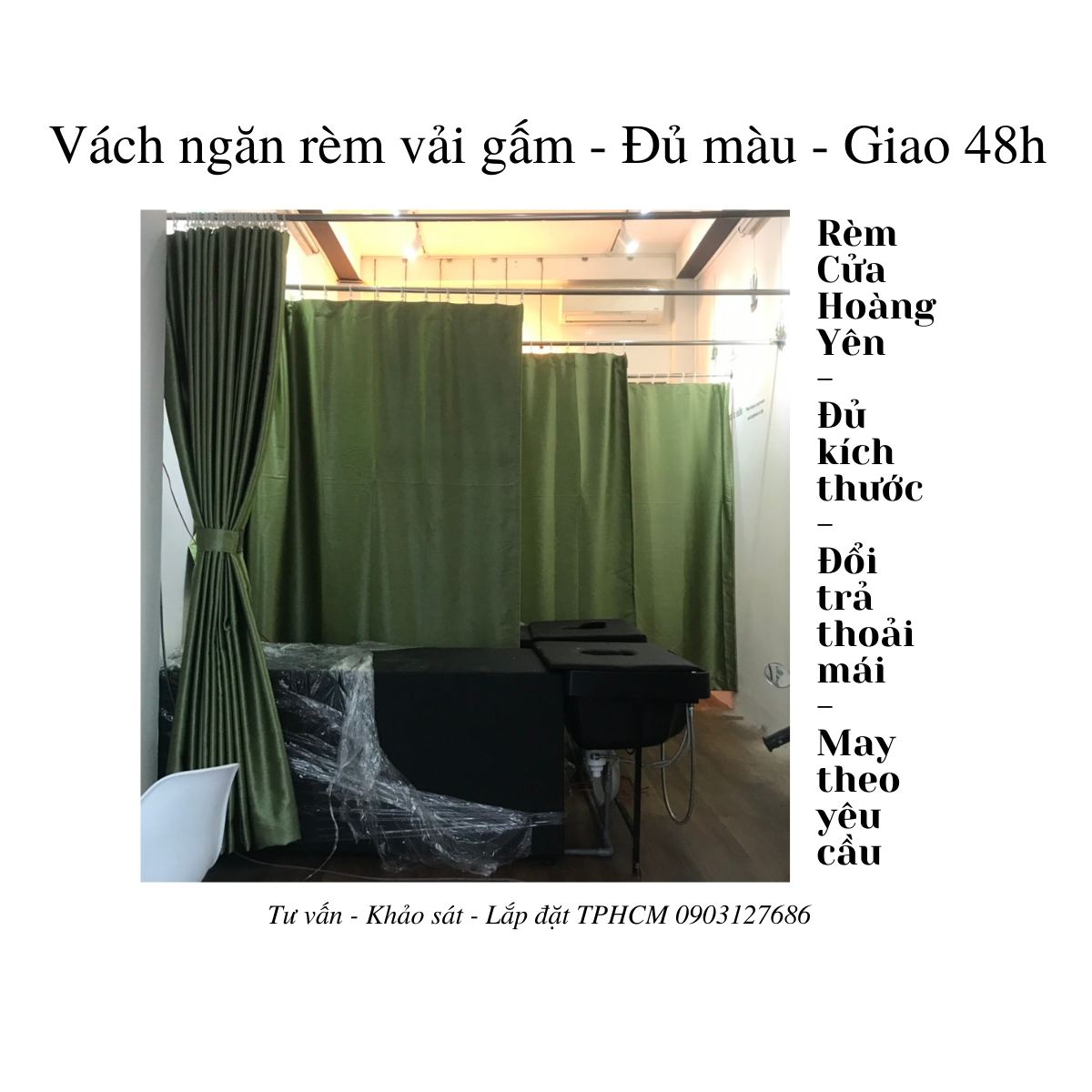 [Tặng khoen nhựa dự phòng & dây vén rèm] Vách ngăn rèm may thẳng Ngang 4m Cao 1m6 chia 2 tấm kéo về 2 bên - Kiểu may rido thẳng khoen nhựa - Có may theo yêu cầu