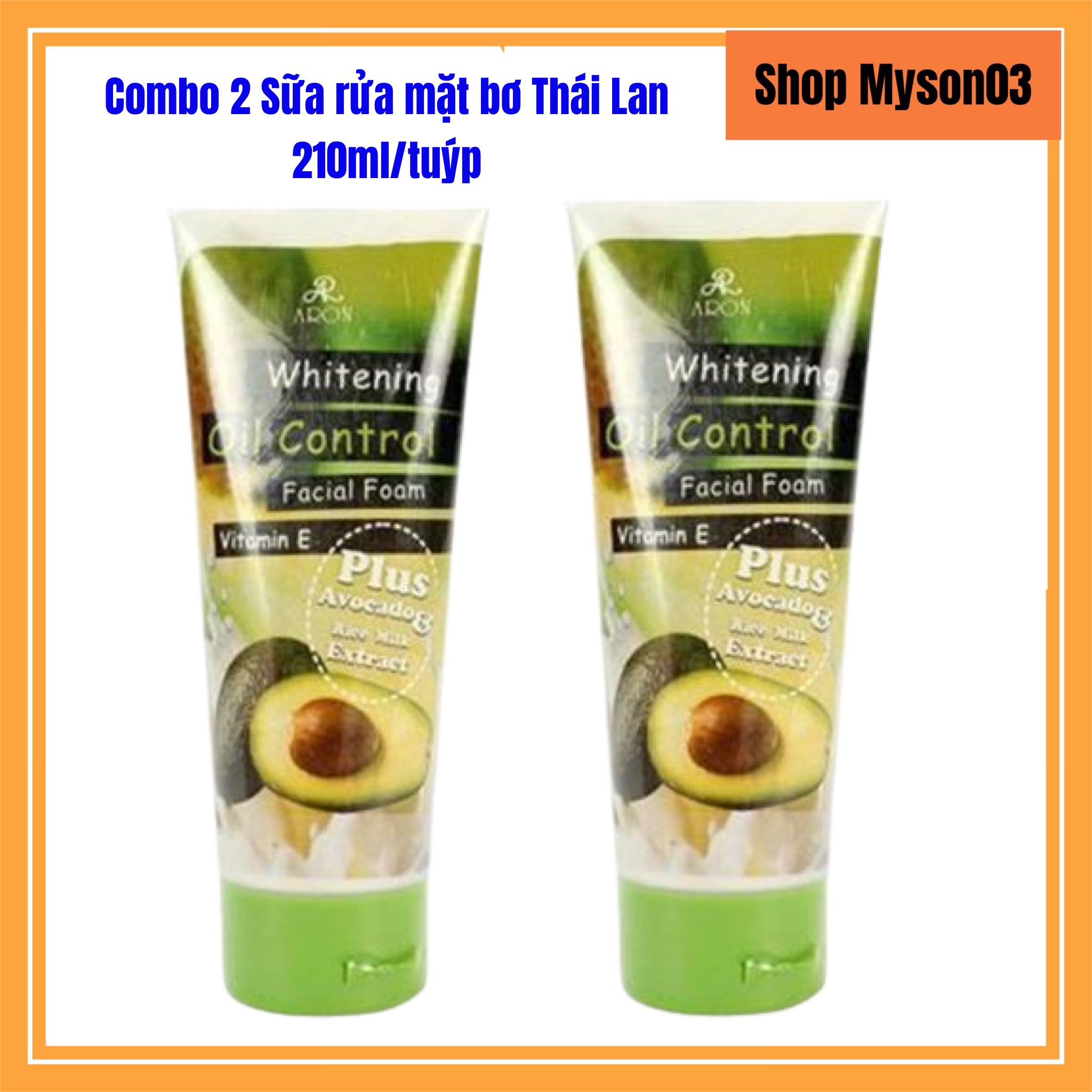 Combo 2 tuýp sữa rửa mặt chiết xuất trái bơ giúp da sạch sâu trắng hồng cấp ẩm thái lan 210ml/tuýp - myson03