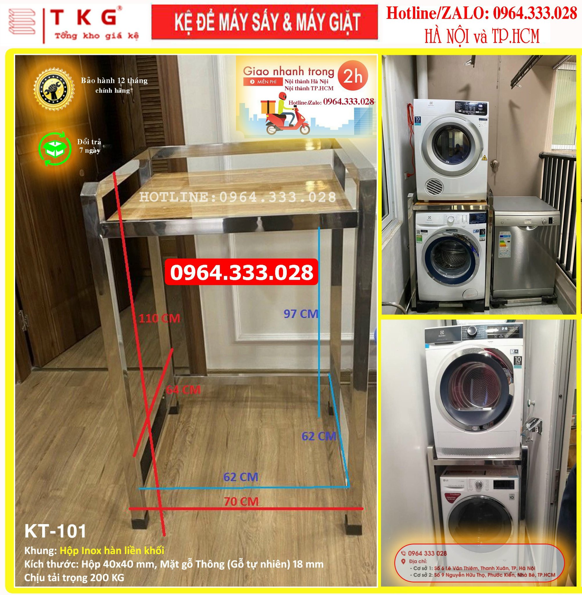 Kệ để máy sấy máy giặt - giao ngay hà nội & tp. hcm- hàn liền khối, hộp 40, chống nước, chịu tải >300kg