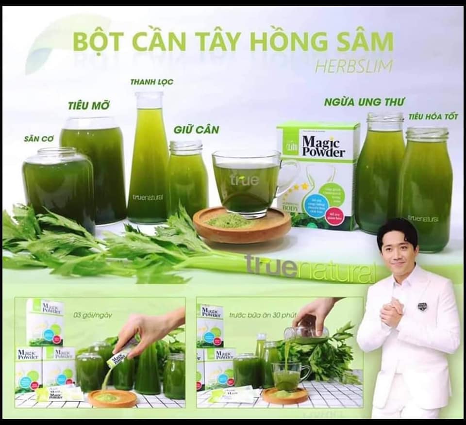 Combo 3 hộp Bột Cần Tây Hồng Sâm Magic Powder Herbslim Dinh dưỡng,Thanh lọc cơ thể Date 2026