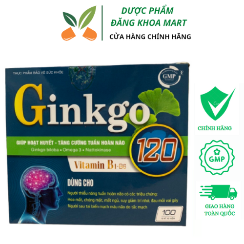 Viên uống bổ não GINKGO 120 giúp hoạt huyết, tăng cường tuần hoàn máu não
