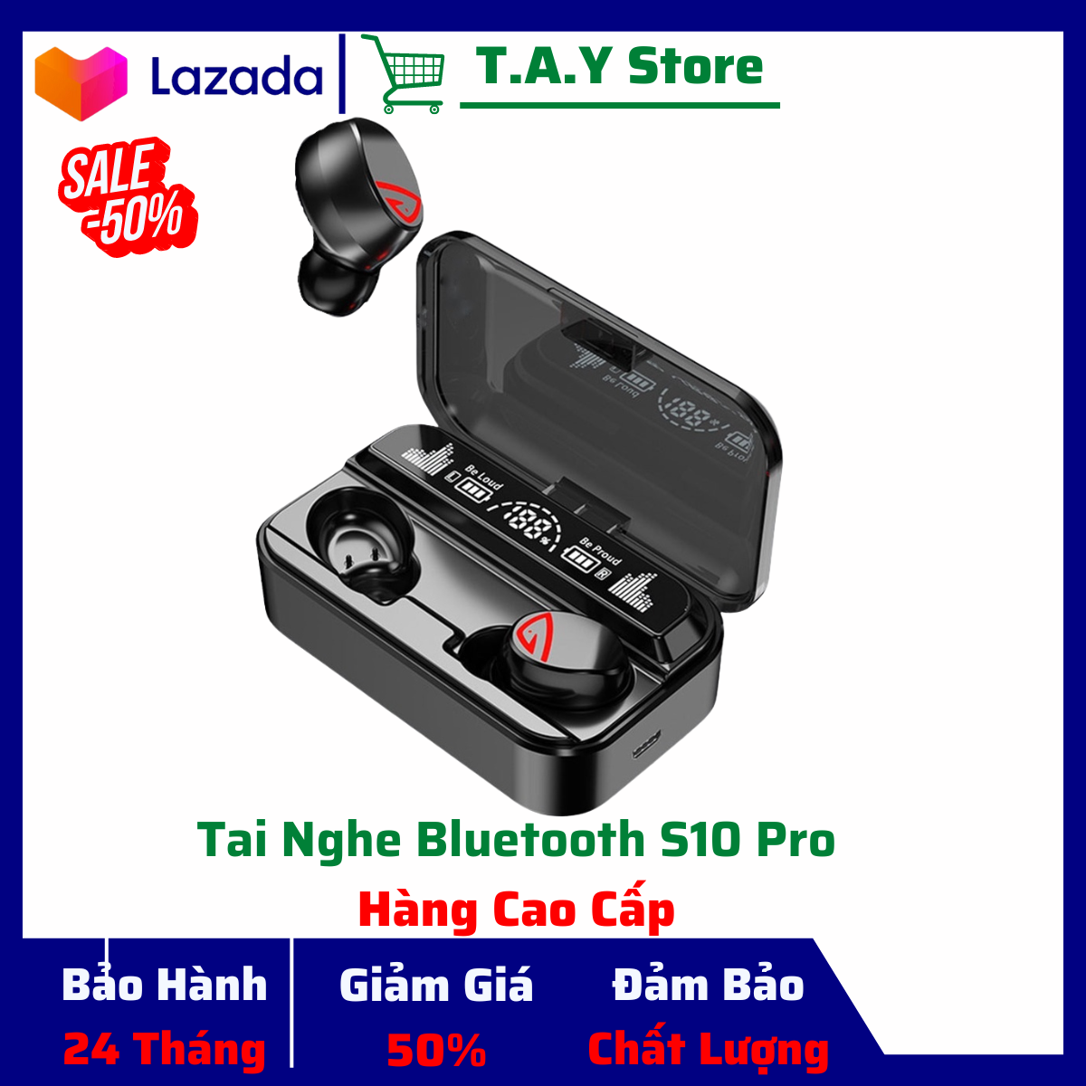 Tai nghe bluetooth không dây s10 pro pin cực trâu nghe nhạc cực hay chơi game cực đã tai nghe không dây ,tai nghe bluetooth 5.2 bảo hành 12 tháng