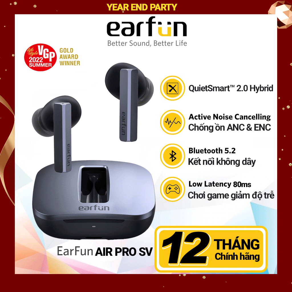 Tai nghe True Wireless EARFUN Air Pro SV, chống ồn ANC