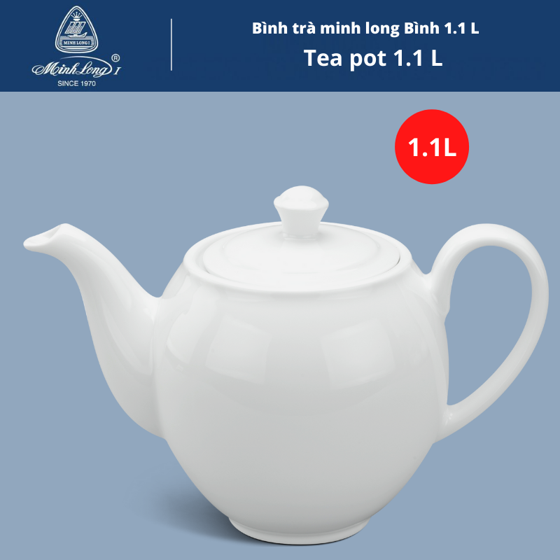 Bình trà gốm sứ minh long Bình trà 1.1 L Camellia Trắng