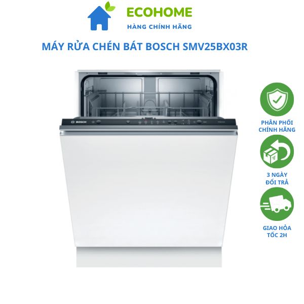 Máy rửa chén bát bosch smv25bx03r, 12 bộ bát châu, tiết kiêm điện sấy nhanh
