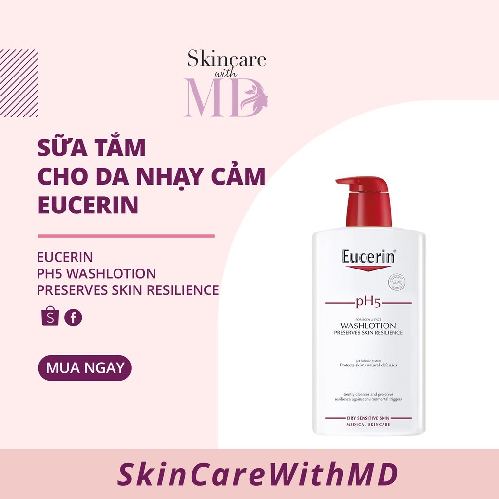 [HCM] SỮA TẮM EUCERIN CHO DA NHẠY CẢM DA KHÔ 1000ml - SkincarewithMD