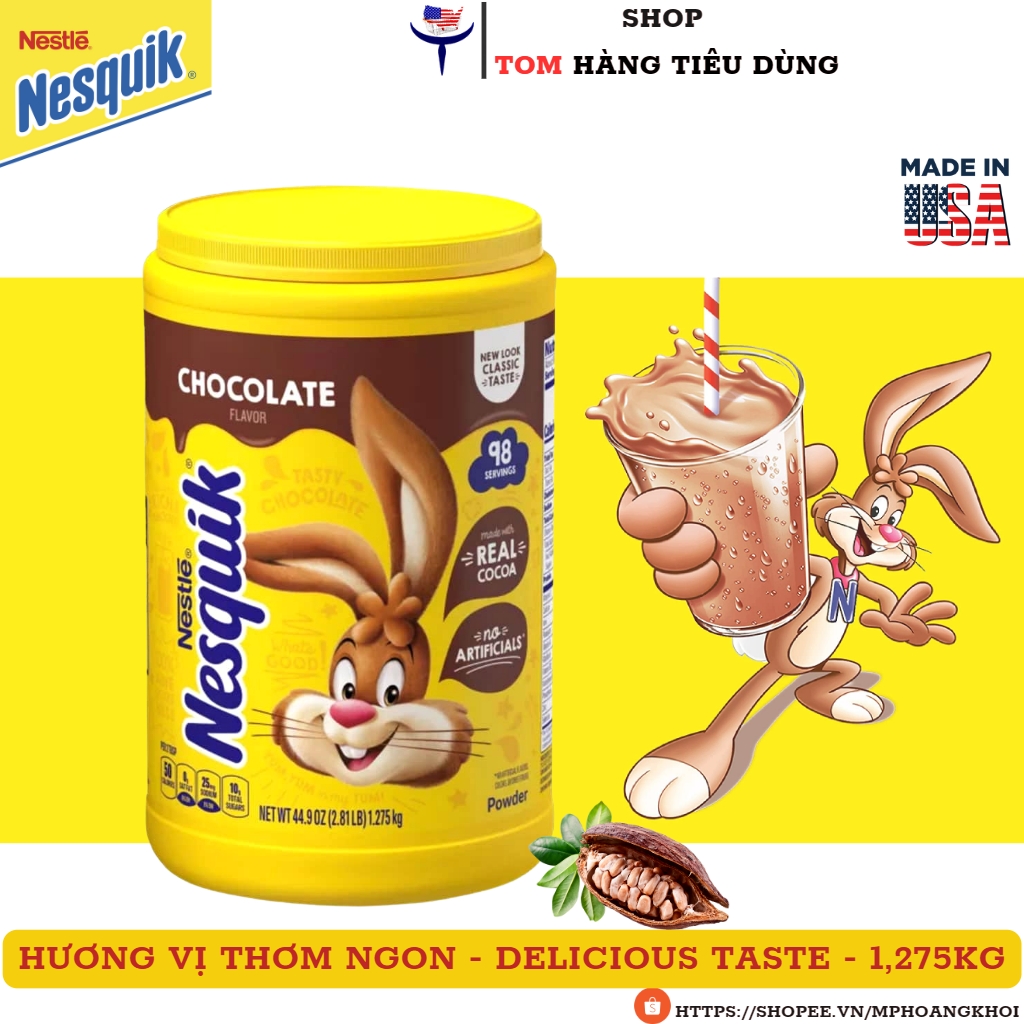 Bột CaCao pha sữa Nestle Nesquik Chocolate 1,275kg Mỹ