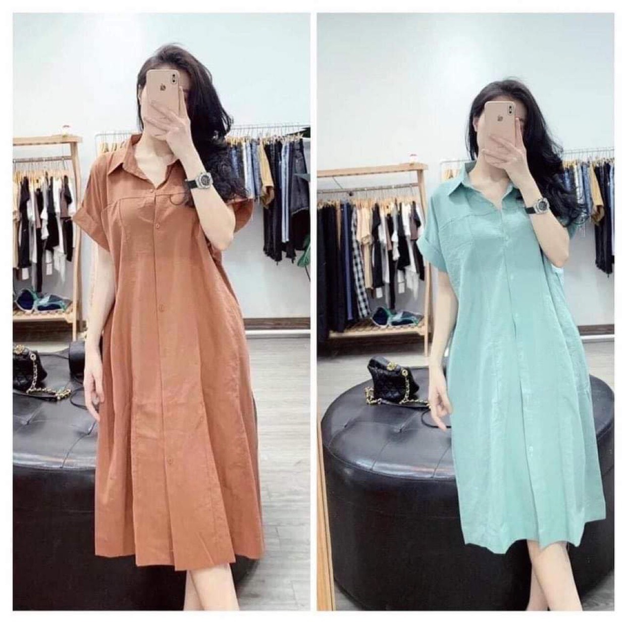 Đầm bầu công sở cổ đức dáng dài hàng thiết kế