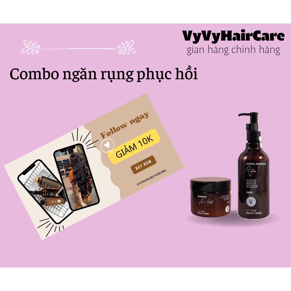 Combo giảm rụng phục hồi (gội bồ kết và ủ phục hồi tóc khô xơ) VyVy Hair Care