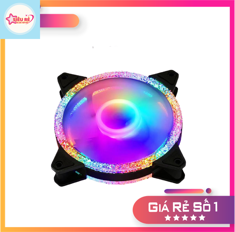 Quạt Tản Nhiệt M6 Red Dragon pha lê Led RGB cực đẹp, cắm trực tiếp nguồn Molex 4 Pin không cần qua HUB (Tặng kèm ốc vít) Giá 55,000 Đồng*Miễn phí vận chuyển